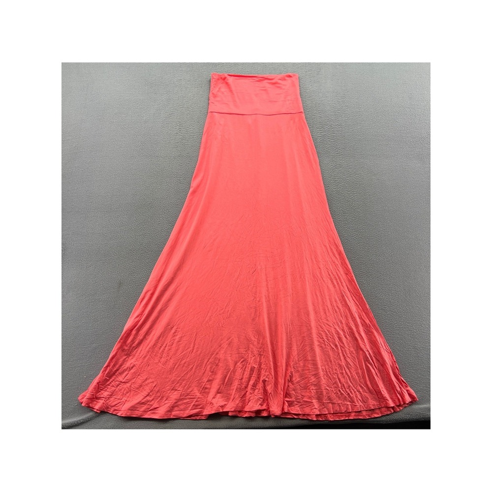 Fab'rik Maxi Skirt Womens Small Coral Pink Fold Over Waist Jersey Knit USA Made